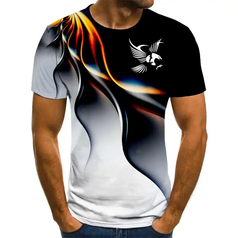 Men's T-shirt Summer Fashionable 3D Eagle Printing Breathable Street Style T-shirt