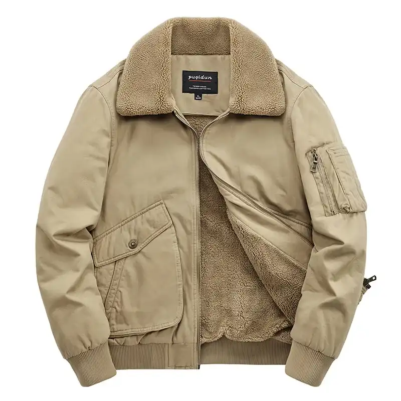 autumn winter men's casual thick pure cotton jacket monochrome document high quality plush jacket